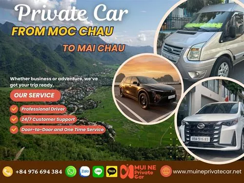 Moc Chau to Mai Chau by Private Car
